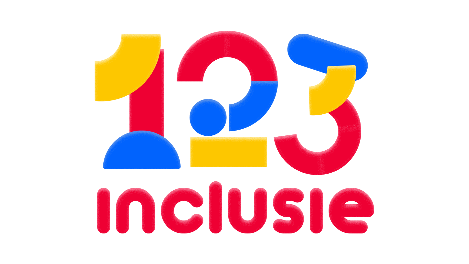 123 Inclusie, speelse letters in rood, blauw, geel