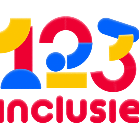 logo 123 inclusie met speelse cijfers in het rood, blauw en geel